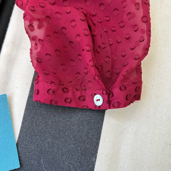 NWT: Anthropologie Meadow Rue Silk and Rayon Burgundy Lined Tie Collar and Butto - Picture 4 of 6